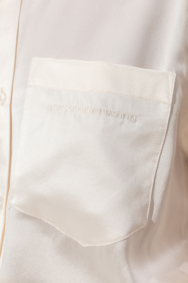 あんな Cream Silk dress with asymmetrical hem T by Alexander Wang